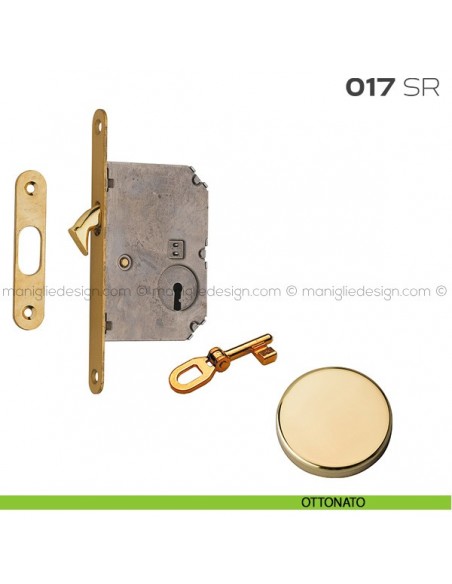 Serratura con foro chiave bordo tondo entrata 50 mm 017SR Reguitti con chiave ottonato