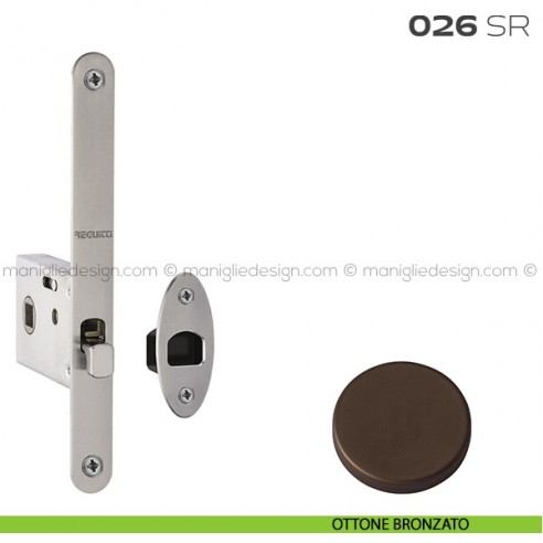 Serratura con foro quadro 8 mm bordo tondo entrata 50 mm 026SR Reguitti ottone bronzato