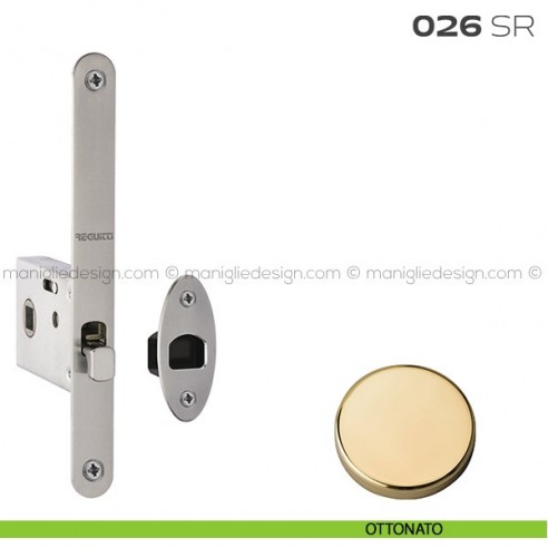 Serratura con foro quadro 8 mm bordo tondo entrata 50 mm 026SR Reguitti ottonato