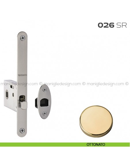 Serratura con foro quadro 8 mm bordo tondo entrata 50 mm 026SR Reguitti ottonato