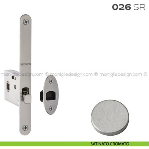 Serratura con foro quadro 8 mm bordo tondo entrata 50 mm 026SR Reguitti satinato cromato