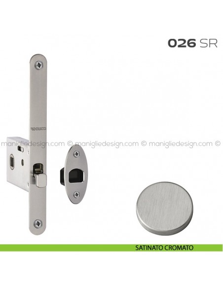 Serratura con foro quadro 8 mm bordo tondo entrata 50 mm 026SR Reguitti satinato cromato