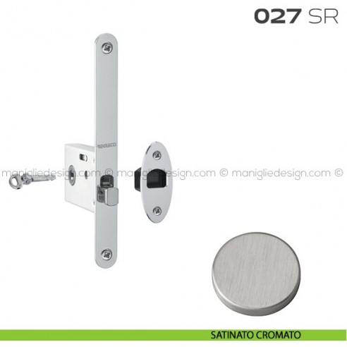 Serratura con foro chiave tondo, con chiave a spillo bordo tondo entrata 50 mm 027SR Reguitti satinato cromato