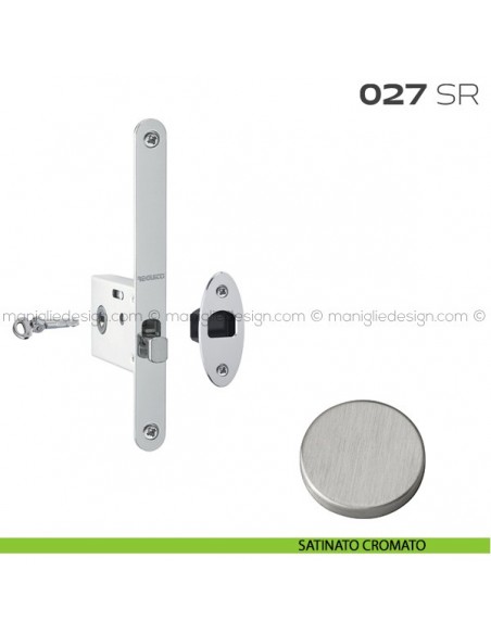 Serratura con foro chiave tondo, con chiave a spillo bordo tondo entrata 50 mm 027SR Reguitti satinato cromato