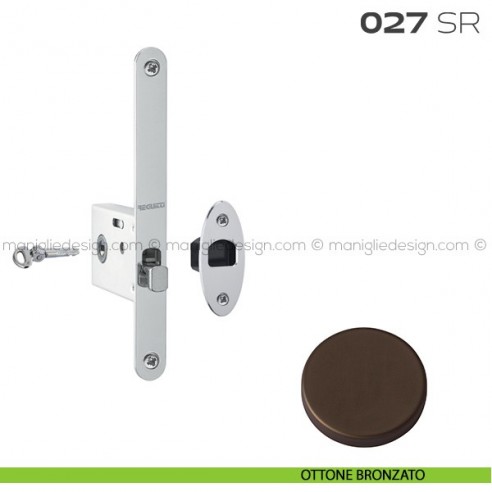 Serratura con foro chiave tondo, con chiave a spillo bordo tondo entrata 50 mm 027SR Reguitti ottone bronzato