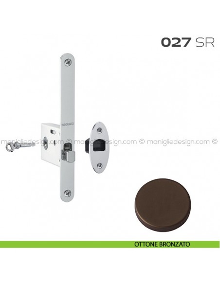 Serratura con foro chiave tondo, con chiave a spillo bordo tondo entrata 50 mm 027SR Reguitti ottone bronzato