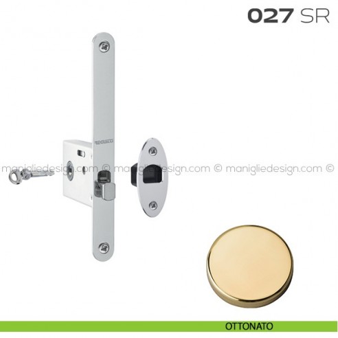 Serratura con foro chiave tondo, con chiave a spillo bordo tondo entrata 50 mm 027SR Reguitti ottonato