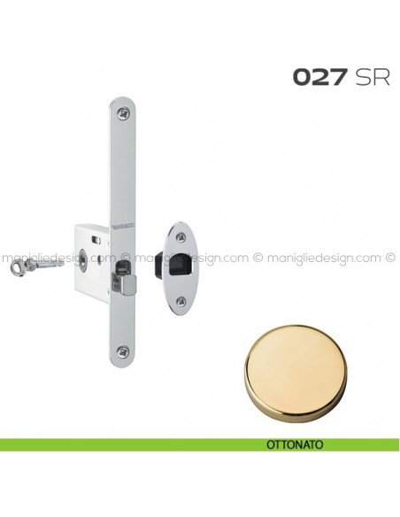 Serratura con foro chiave tondo, con chiave a spillo bordo tondo entrata 50 mm 027SR Reguitti ottonato
