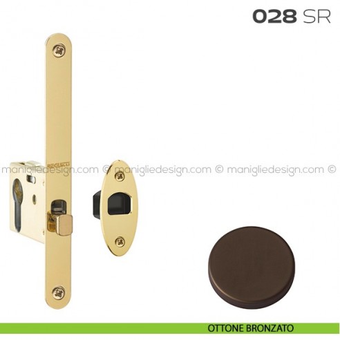 Serratura con foro yale bordo tondo entrata 50 mm 028SR Reguitti ottone bronzato