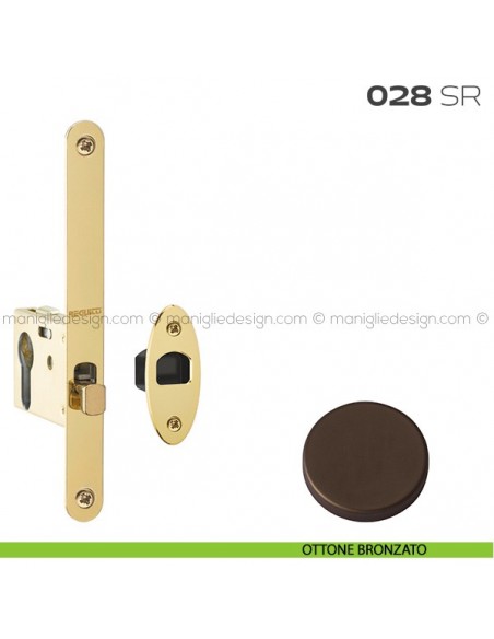 Serratura con foro yale bordo tondo entrata 50 mm 028SR Reguitti ottone bronzato
