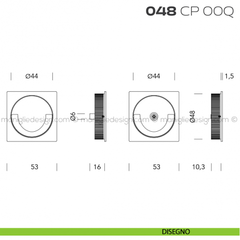 Coppia placche incasso quadrate 048 CP 00Q disegno