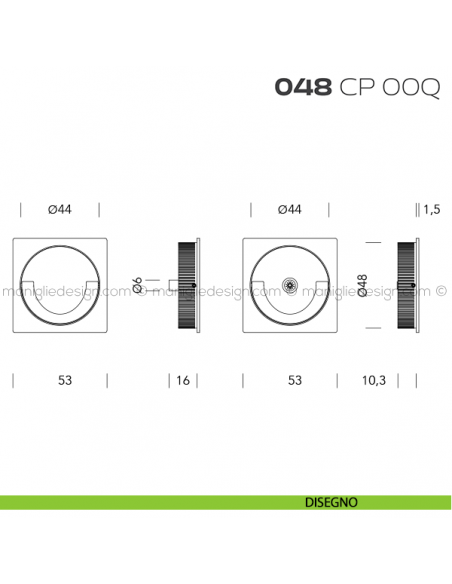 Coppia placche incasso quadrate 048 CP 00Q disegno