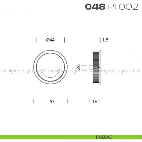 Placca ad incasso tonda con anello 048 PI 002 disegno