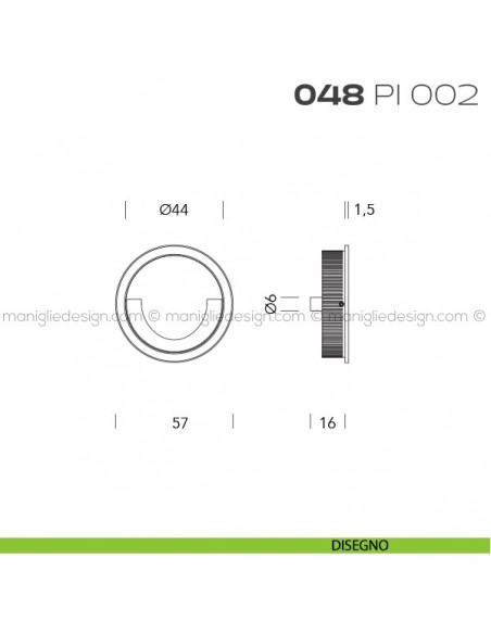 Placca ad incasso tonda con anello 048 PI 002 disegno