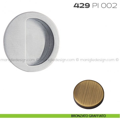 Placca ad incasso tonda con bordo di presa cieca 429 PI Reguitti bronzato graffiato