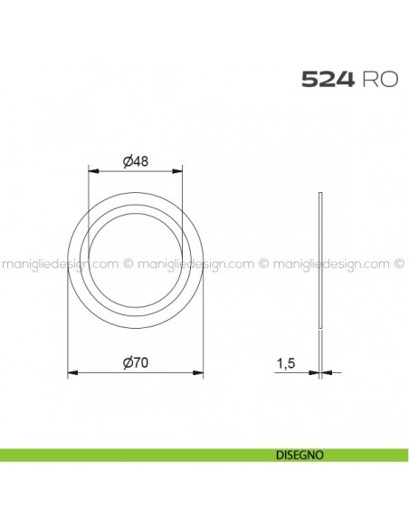Cornice per placche con incasso diametro 48 mm 524 RO Reguitti disegno