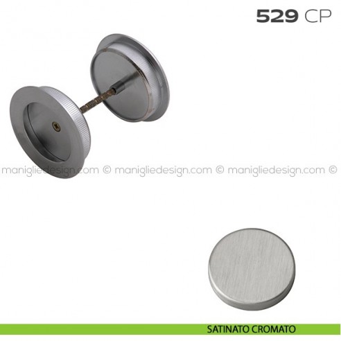 Coppia placche incasso ø48 con bordo di presa con vite di connessione passante 529 CP Reguitti satinato cromato