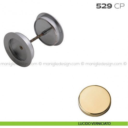 Coppia placche incasso ø48 con bordo di presa con vite di connessione passante 529 CP Reguitti lucido verniciato