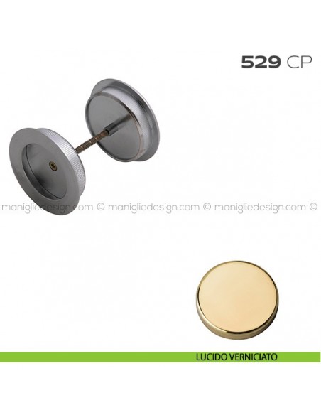 Coppia placche incasso ø48 con bordo di presa con vite di connessione passante 529 CP Reguitti lucido verniciato