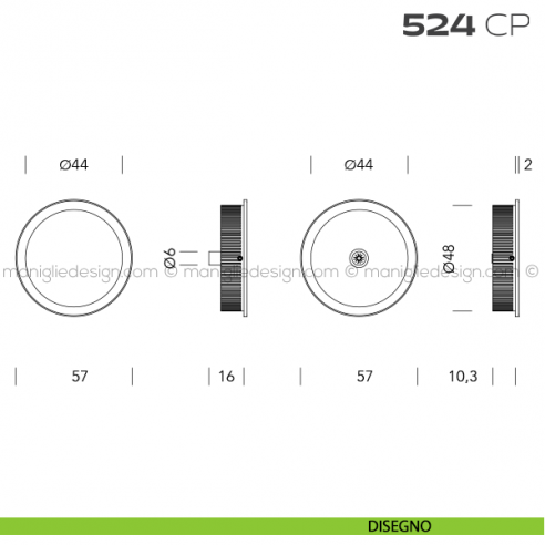 Coppia placche incasso con vite di connessione passante 524 CP Reguitti disegno