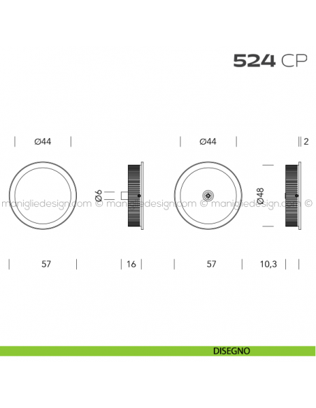Coppia placche incasso con vite di connessione passante 524 CP Reguitti disegno