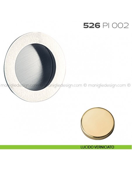Placca incasso tonda foro 40 mm con bordo di presa cieca 526 PI Reguitti lucido verniciato