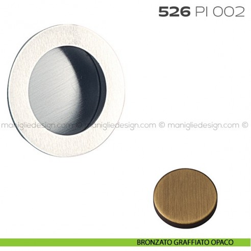 Placca incasso tonda foro 40 mm con bordo di presa cieca 526 PI Reguitti bronzato graffiato opaco