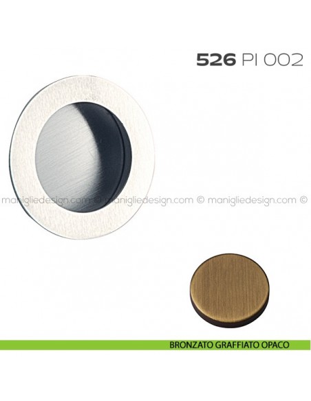 Placca incasso tonda foro 40 mm con bordo di presa cieca 526 PI Reguitti bronzato graffiato opaco