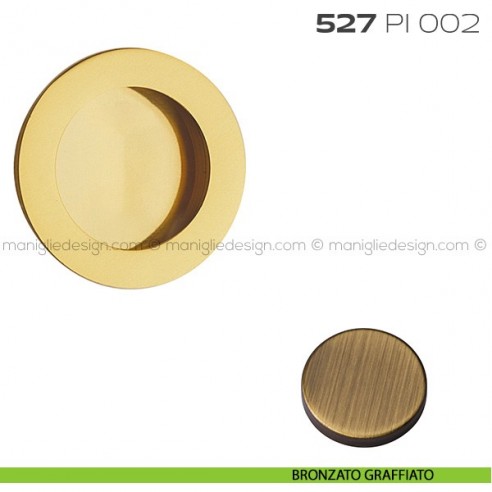 Placca incasso tonda foro 35 mm con bordo di presa cieca 527 PI Reguitti bronzato graffiato
