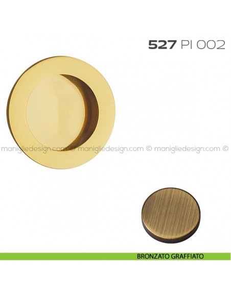 Placca incasso tonda foro 35 mm con bordo di presa cieca 527 PI Reguitti bronzato graffiato