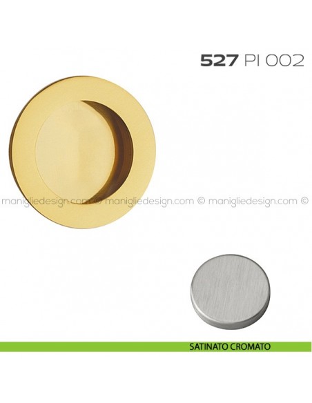 Placca incasso tonda foro 35 mm con bordo di presa cieca 527 PI Reguitti satinato cromato