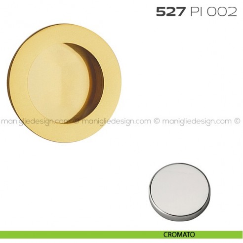 Placca incasso tonda foro 35 mm con bordo di presa cieca 527 PI Reguitti cromato