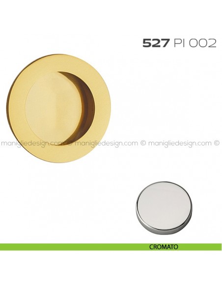 Placca incasso tonda foro 35 mm con bordo di presa cieca 527 PI Reguitti cromato