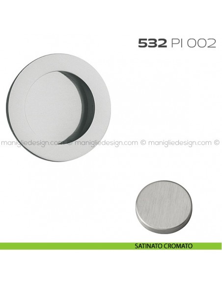 Placca incasso tonda foro 30 mm con bordo di presa cieca 532 PI Reguitti satinato cromato