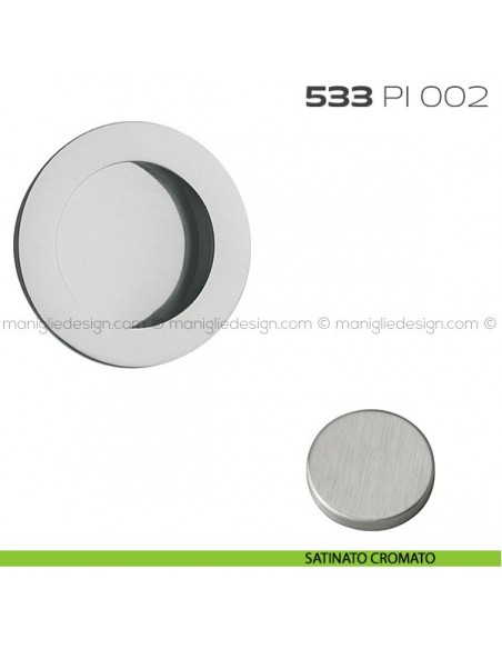 Placca incasso tonda foro 25 mm con bordo di presa cieca 533 PI Reguitti satinato cromato