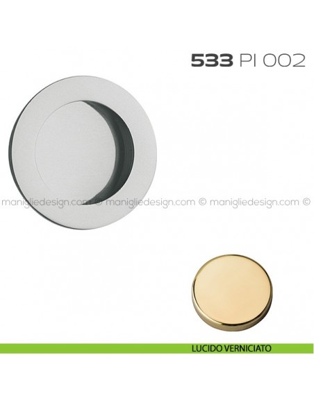 Placca incasso tonda foro 25 mm con bordo di presa cieca 533 PI Reguitti lucido verniciato