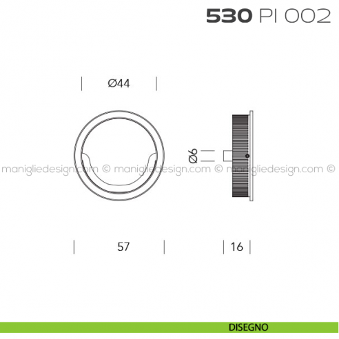 Placca ad incasso tonda con anello 530 PI 002 disegno