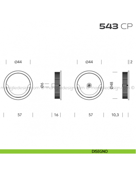Coppia placche incasso tonde 543 CP disegno