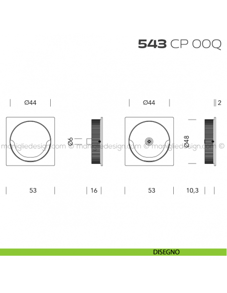 Coppia placche incasso quadrate 543 CP 00Q disegno