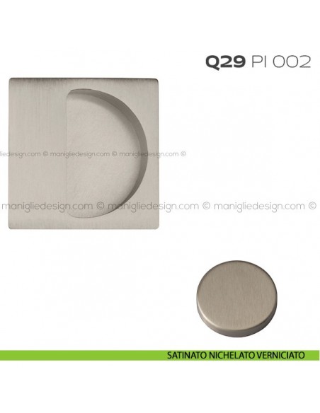 Placca ad incasso quadrata con bordo di presa cieca Q29 PI Reguitti satinato nichelato verniciato