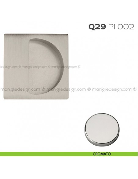 Placca ad incasso quadrata con bordo di presa cieca Q29 PI Reguitti cromato
