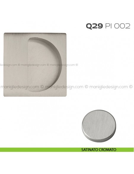 Placca ad incasso quadrata con bordo di presa cieca Q29 PI Reguitti satinato cromato