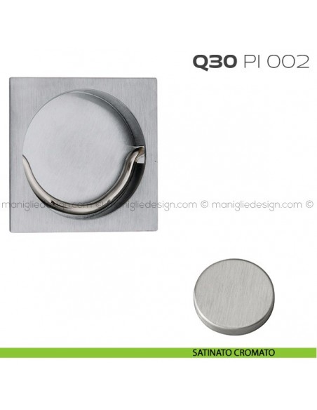 Placca ad incasso quadrata con anello Q30 PI 002 satinato cromato
