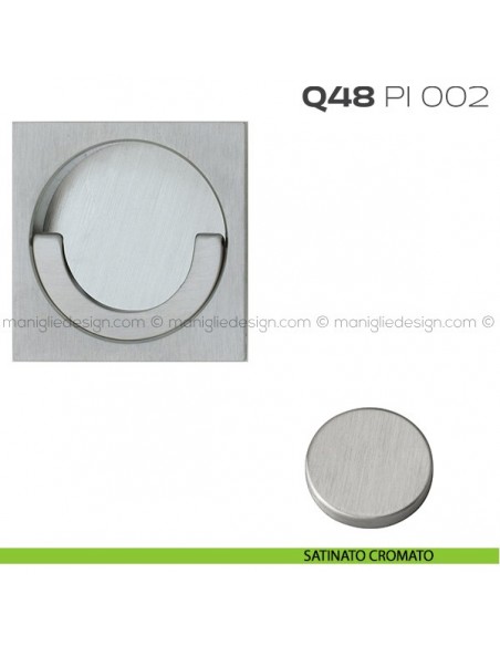 Placca ad incasso quadrata con anello Q48 PI 002 satinato cromato
