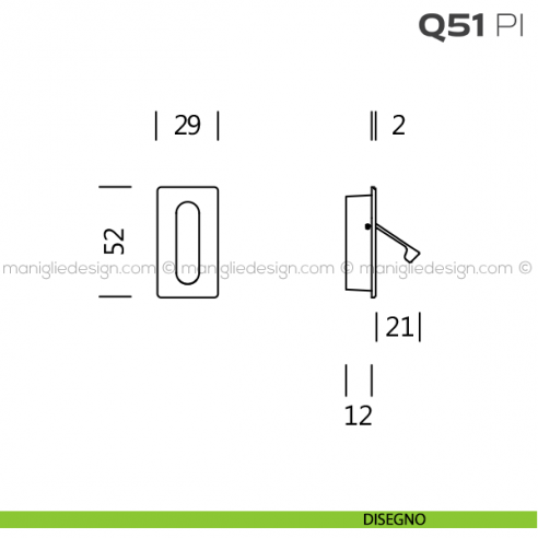 Frontale di trascinamento con pendente di presa Q51 PI Reguitti disegno