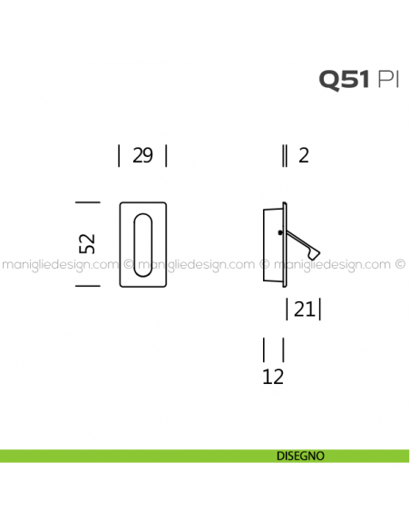 Frontale di trascinamento con pendente di presa Q51 PI Reguitti disegno