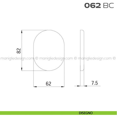 Bocchetta ovale cieca 62x82 mm 062BC Reguitti disegno
