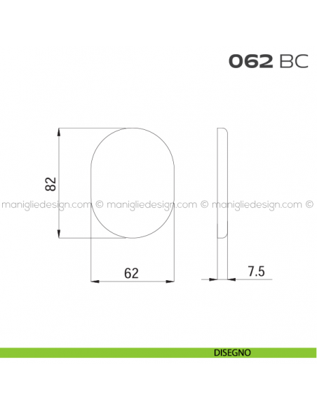 Bocchetta ovale cieca 62x82 mm 062BC Reguitti disegno