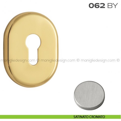 Bocchetta ovale con foro yale 62x82 mm 062BY Reguitti satinato cromato