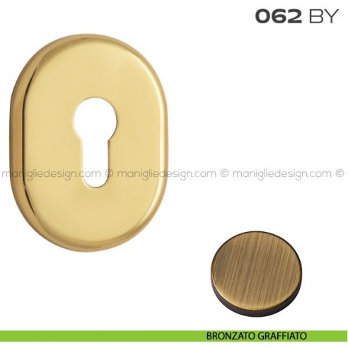 Bocchetta ovale con foro yale 62x82 mm 062BY Reguitti bronzato graffiato